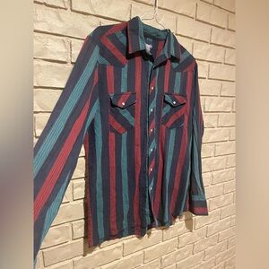 Wrangler Men's Striped Shirt - Red, Green, and Blue